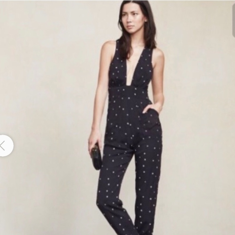 Reformation star plunge neck jumpsuit